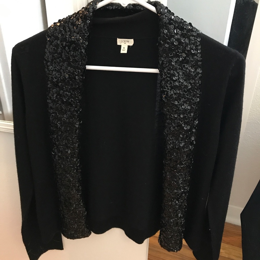 Jcrew black sequined cardigan